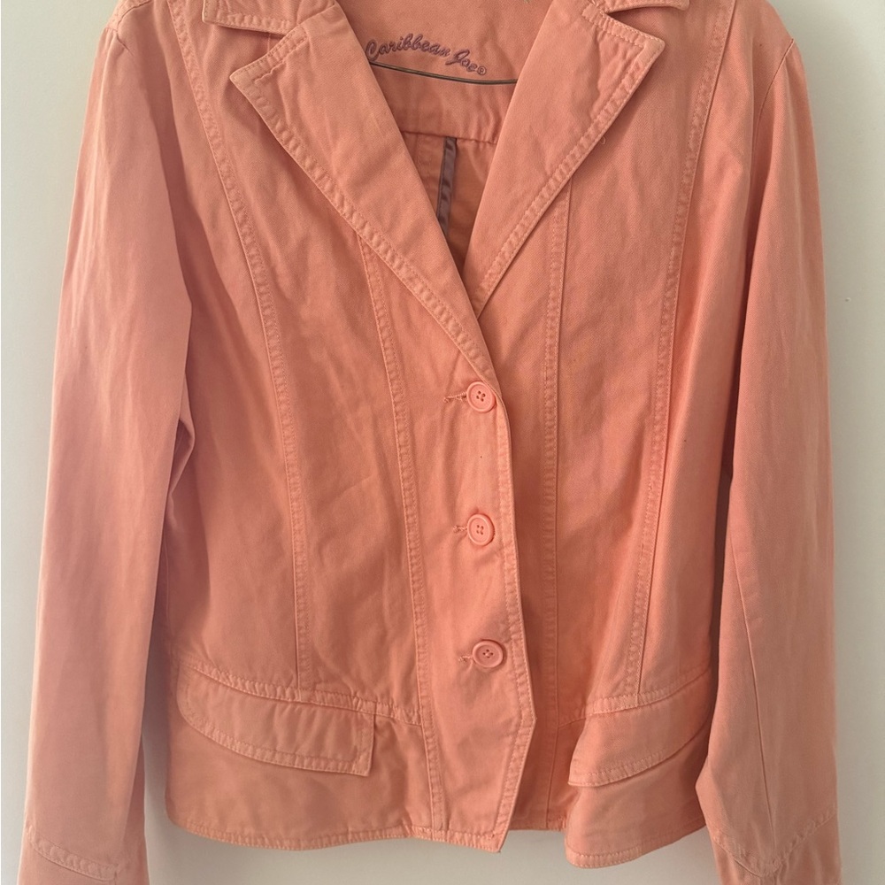 Caribbean Joe Women's Peach Button Down Blazer